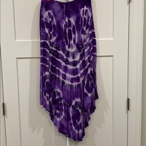 Purple Tie-Dyed Handkerchief Hem Skirt